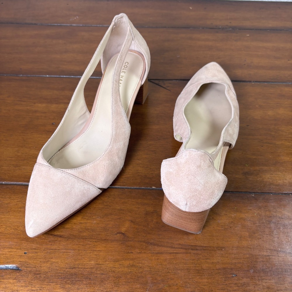 Cole Haan Grand 360 Pumps Womens 10B Blush Beige Suede Block Heel d'Orsay Heels - Picture 2 of 6